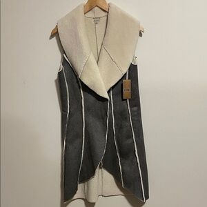 Cremieux Stylish Gray and Cream Sleeveless Vest  SZ XS